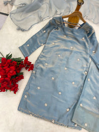 Grey Ready made occasionally Wear 3pc Set - Chikankari official