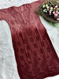 Gulab Modal Trending Ombre Dyed Chikan Kurtis - Chikankari official