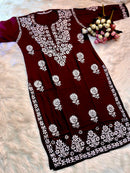 Gulshan Heavy Daman Modal Cotton Kurta - Chikankari official