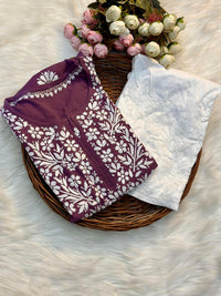 Gulshan Heavy Daman Modal Cotton Kurta - Chikankari official