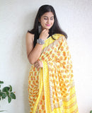 Hand Block Printed Saree - Chikankari official