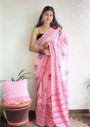 Hand Block Printed Saree - Chikankari official