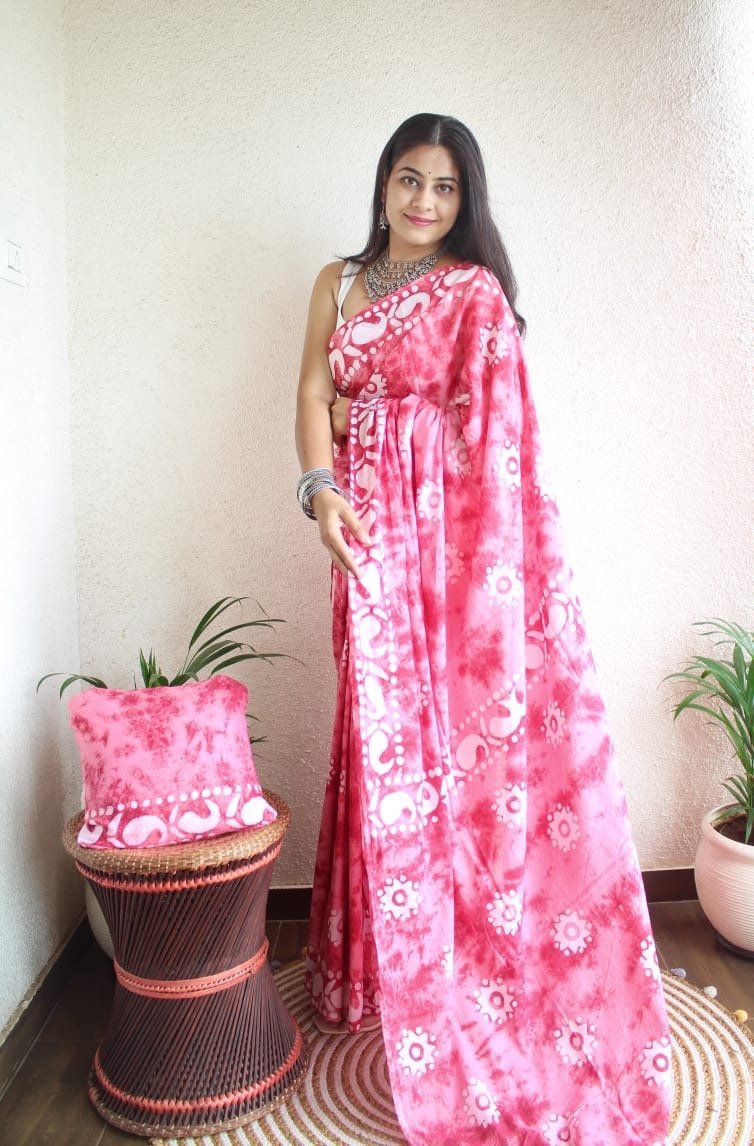 Hand Block Printed Saree - Chikankari official