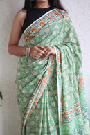 Hand Block Printed Saree - Chikankari official