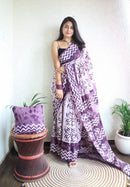 Hand Block Printed Saree - Chikankari official