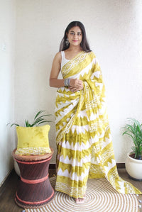 Hand Block Printed Saree - Chikankari official