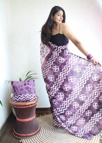 Hand Block Printed Saree - Chikankari official