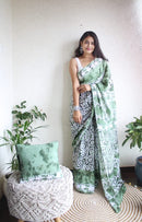 Hand Block Printed Saree - Chikankari official