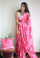 Hand Block Printed Saree - Chikankari official