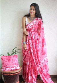 Hand Block Printed Saree - Chikankari official