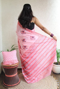 Hand Block Printed Saree - Chikankari official