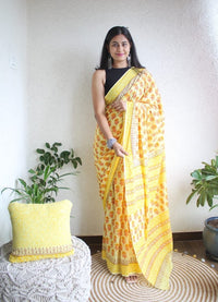 Hand Block Printed Saree - Chikankari official