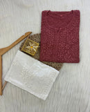Handcrafted Dobby Cotton Kurtis - Chikankari official
