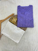 Handcrafted Dobby Cotton Kurtis - Chikankari official