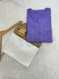 Handcrafted Dobby Cotton Kurtis - Chikankari official