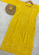 Handcrafted Dobby Cotton Kurtis - Chikankari official