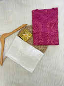 Handcrafted Dobby Cotton Kurtis - Chikankari official