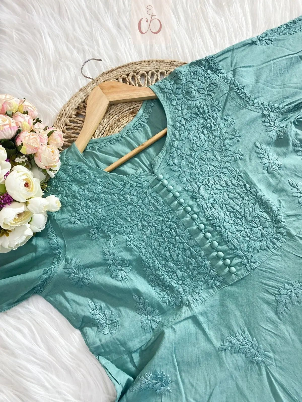 Handcrafted Eid special Mul co ord set - Chikankari official