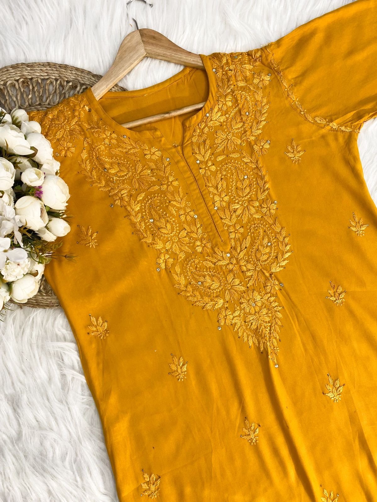 Handcrafted Rayon Co - ord Muqaish Combo Tanya Special - Chikankari official