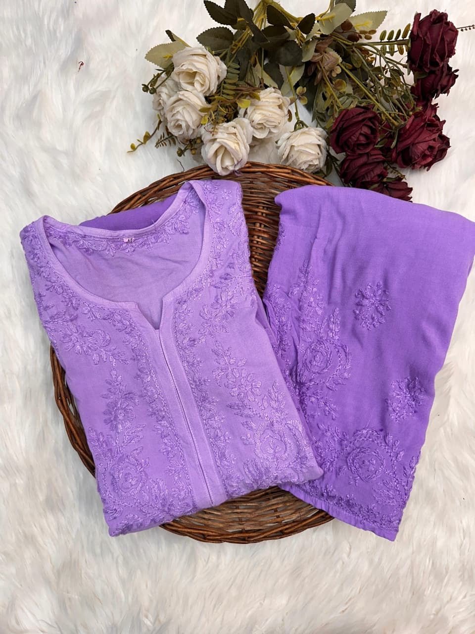 Handmade Premium Rayon 2pc Set - Chikankari official