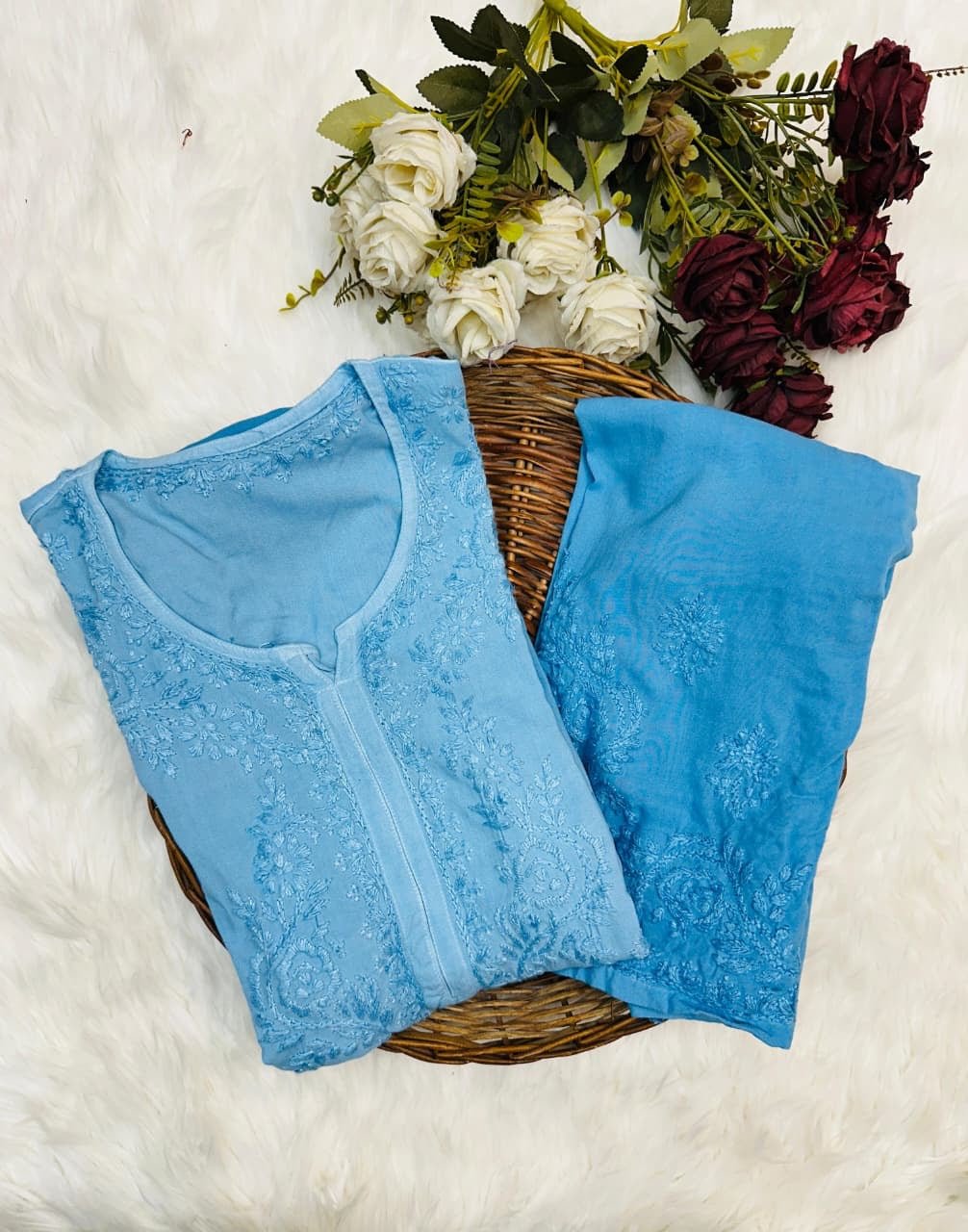 Handmade Premium Rayon 2pc Set - Chikankari official