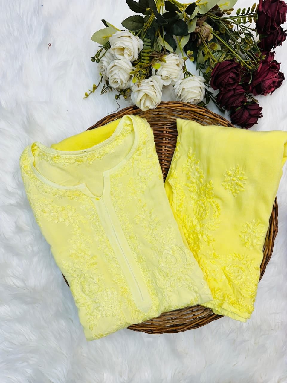Handmade Premium Rayon 2pc Set - Chikankari official