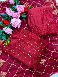 Handwork Chanderi Cotton Kurta Palazzo Set with Chiffon Gota Patti Dupatta - Chikankari official
