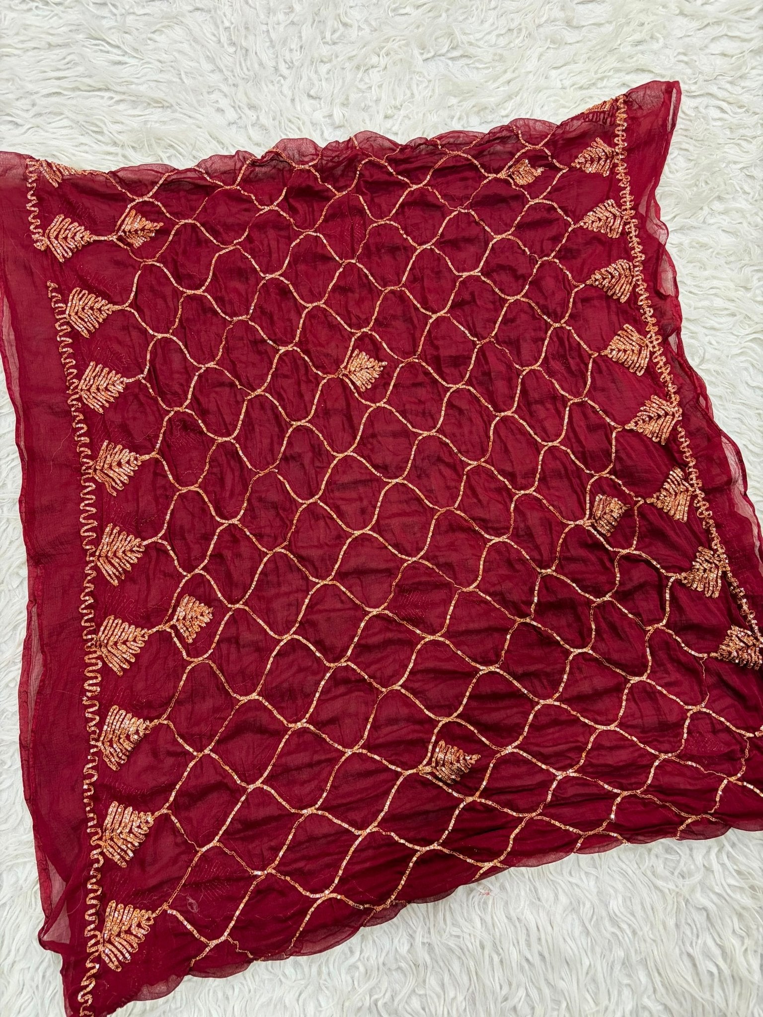 Handwork Chanderi Cotton Kurta Palazzo Set with Chiffon Gota Patti Dupatta - Chikankari official
