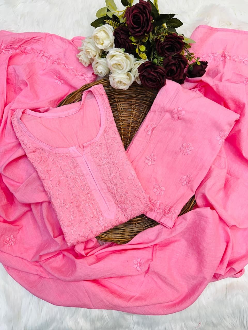 Handwork cotton 3pc set - Chikankari official