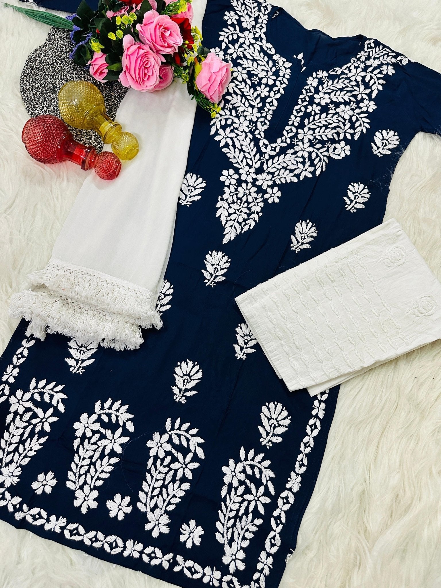 Handwork Pure Modal chikan kurti - Chikankari official