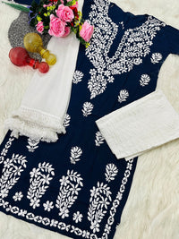 Handwork Pure Modal chikan kurti - Chikankari official