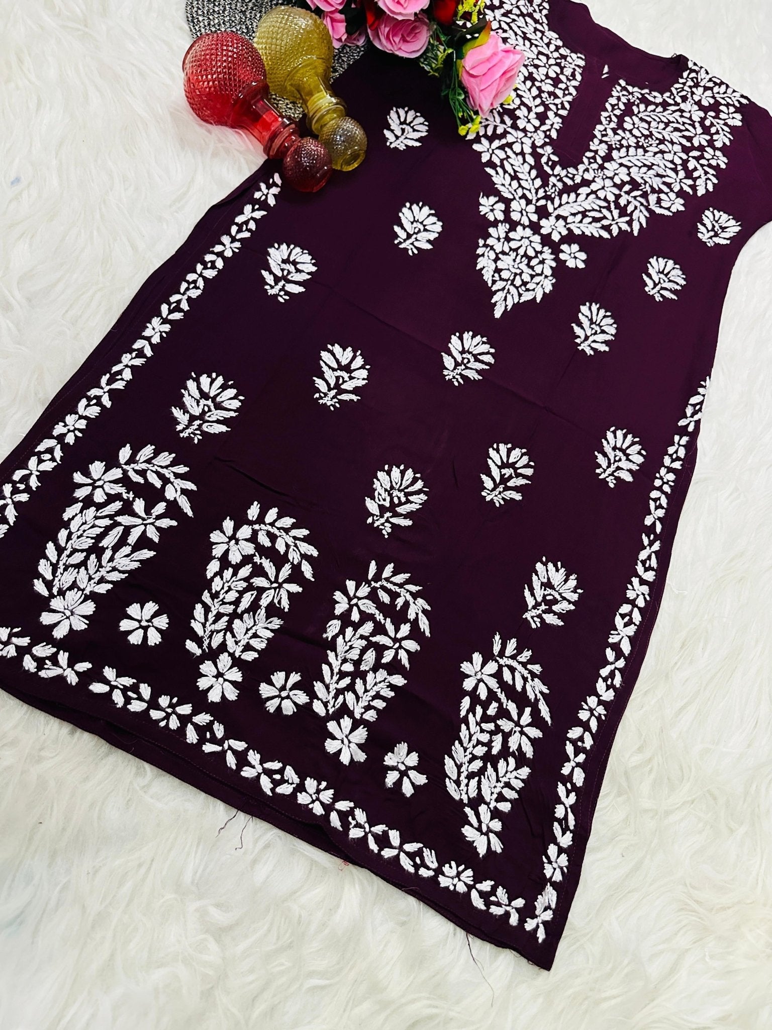 Handwork Pure Modal chikan kurti - Chikankari official
