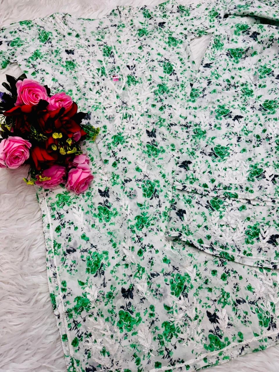 Handwork Pure Mul cotton Floral Printed Combo - Chikankari official