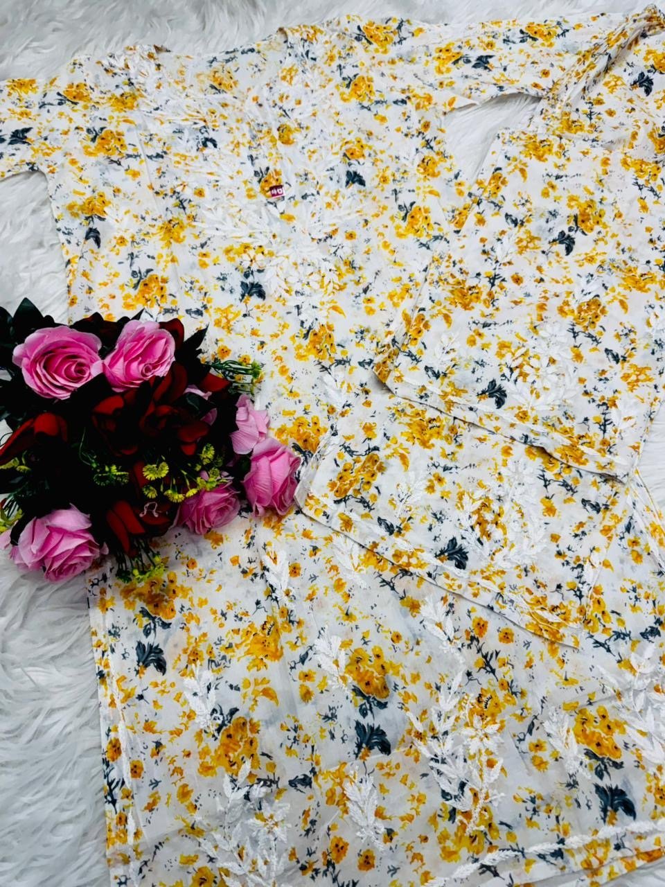 Handwork Pure Mul cotton Floral Printed Combo - Chikankari official