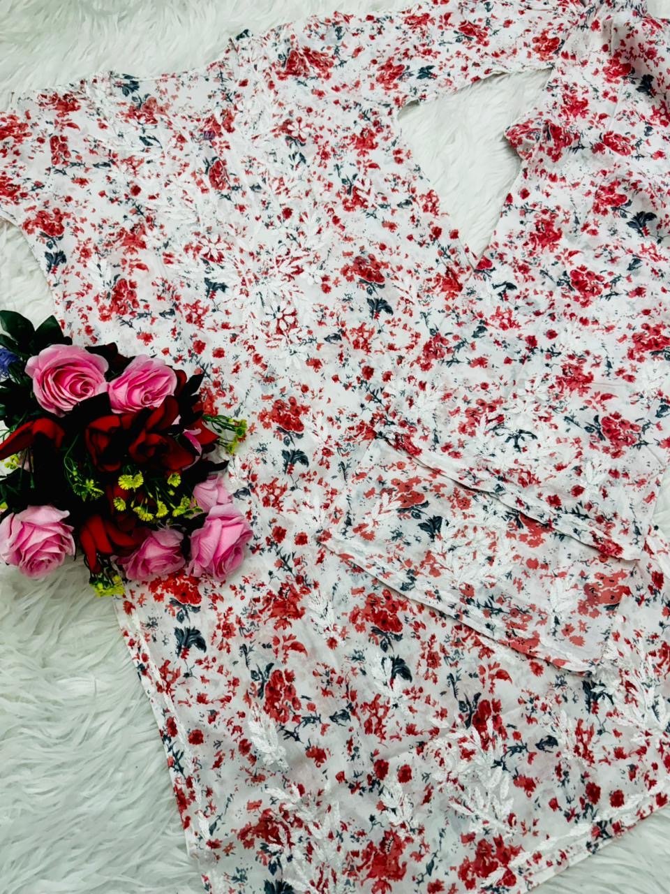 Handwork Pure Mul cotton Floral Printed Combo - Chikankari official