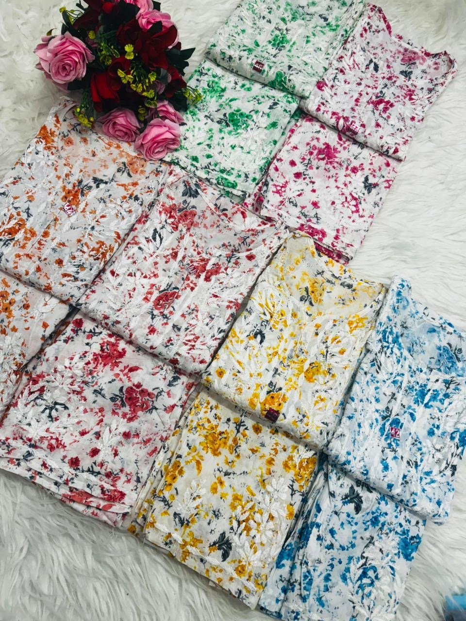 Handwork Pure Mul cotton Floral Printed Combo - Chikankari official