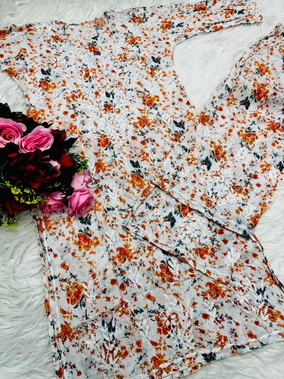 Handwork Pure Mul cotton Floral Printed Combo - Chikankari official