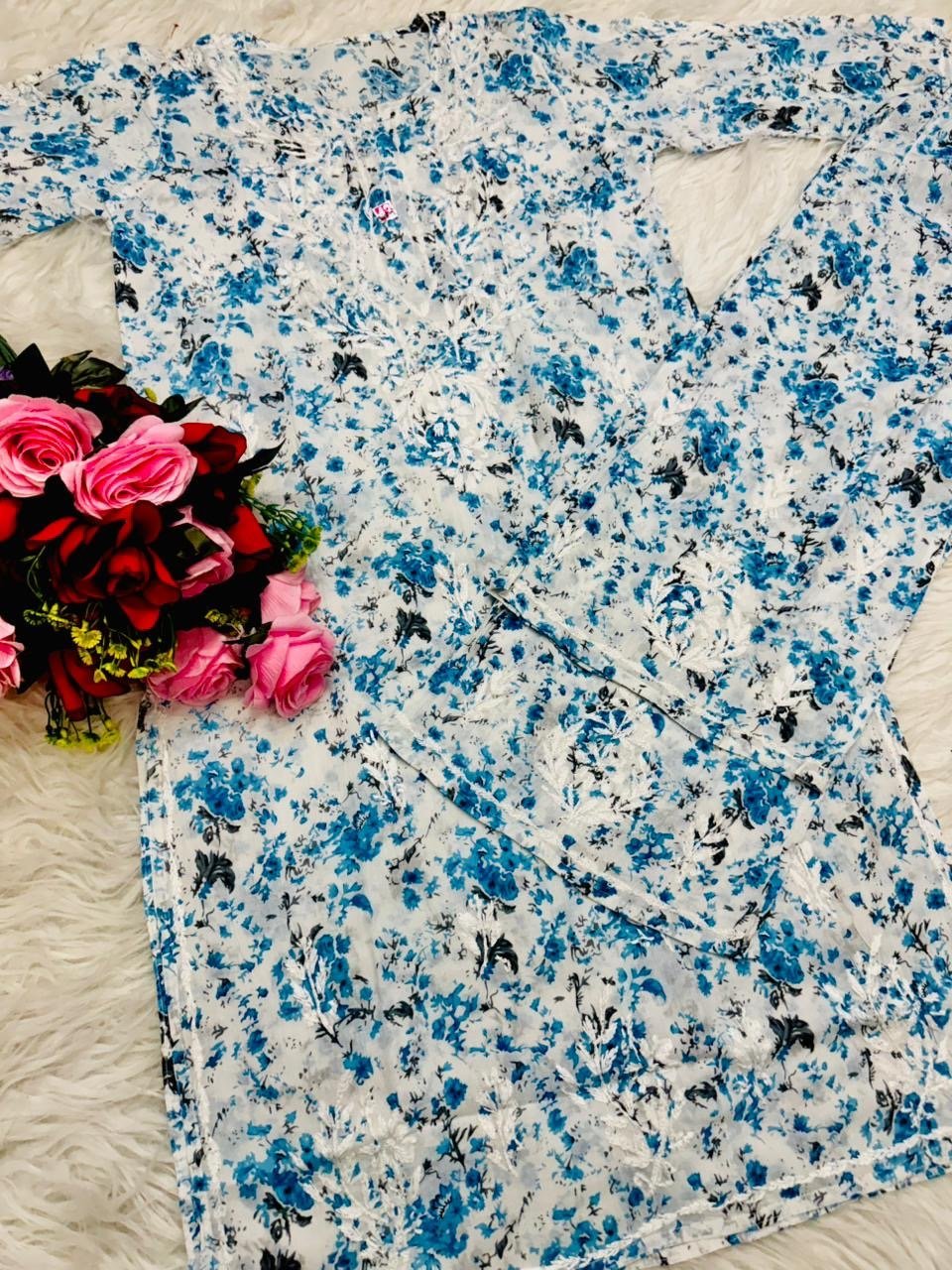 Handwork Pure Mul cotton Floral Printed Combo - Chikankari official