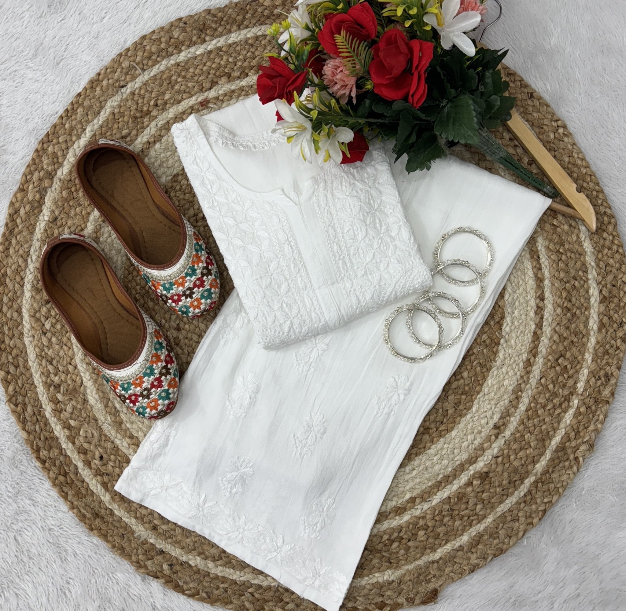 Handwork Single Shade Rayon Combo - Chikankari official