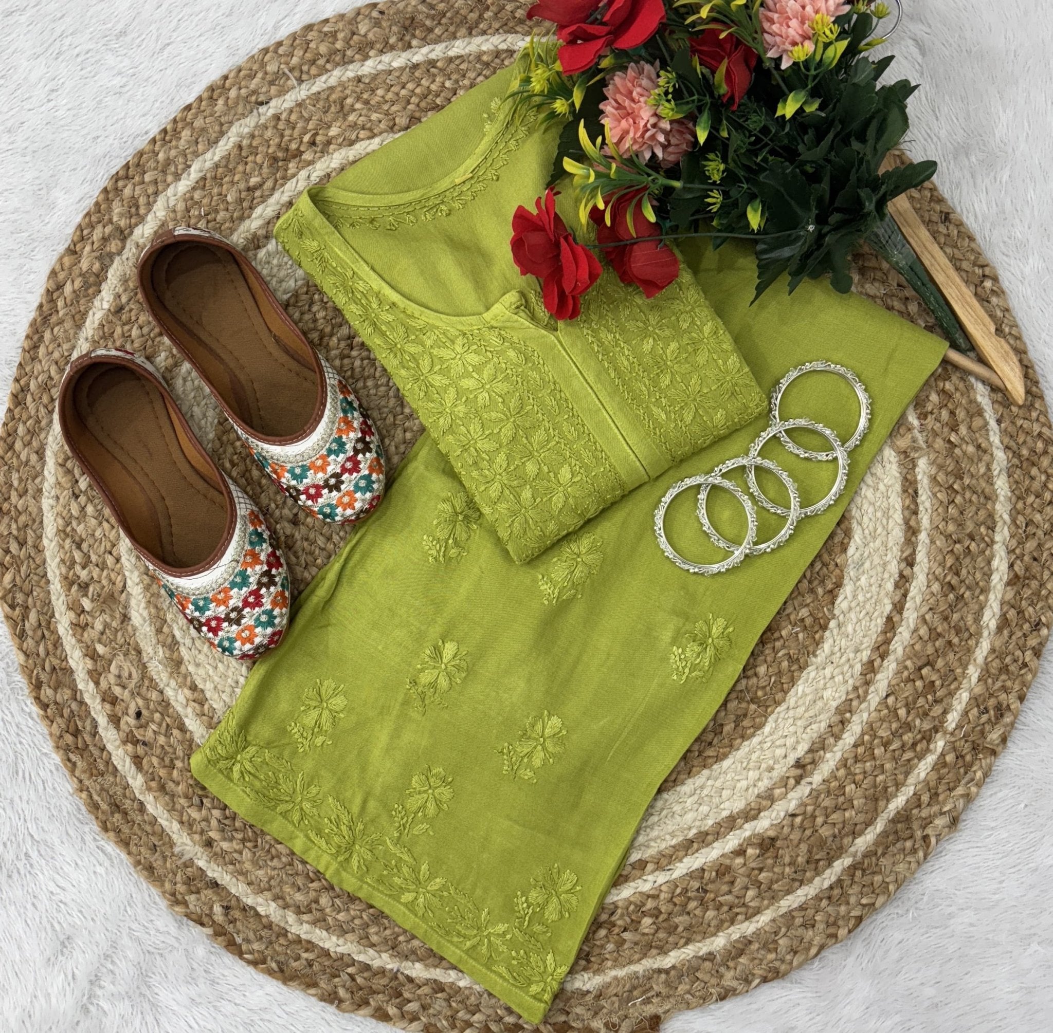 Handwork Single Shade Rayon Combo - Chikankari official