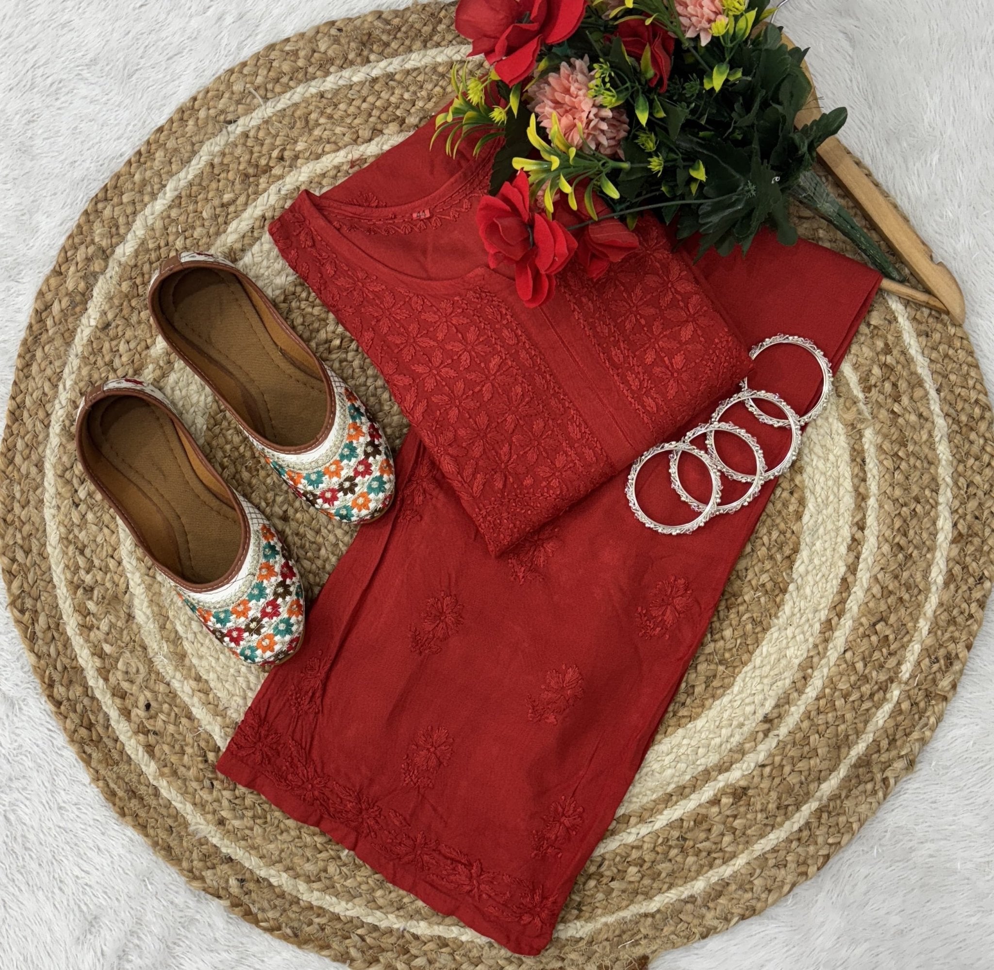 Handwork Single Shade Rayon Combo - Chikankari official