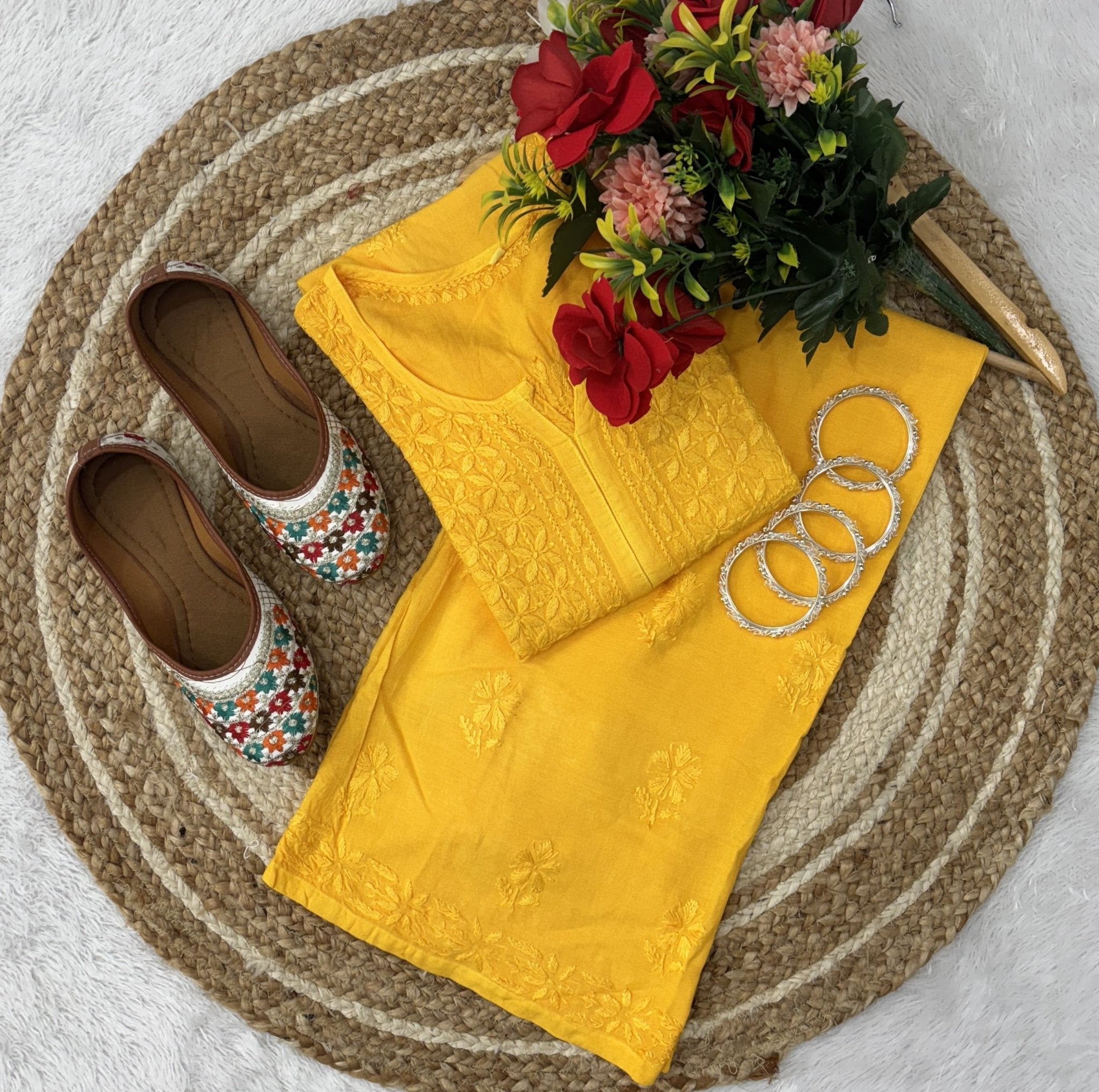 Handwork Single Shade Rayon Combo - Chikankari official