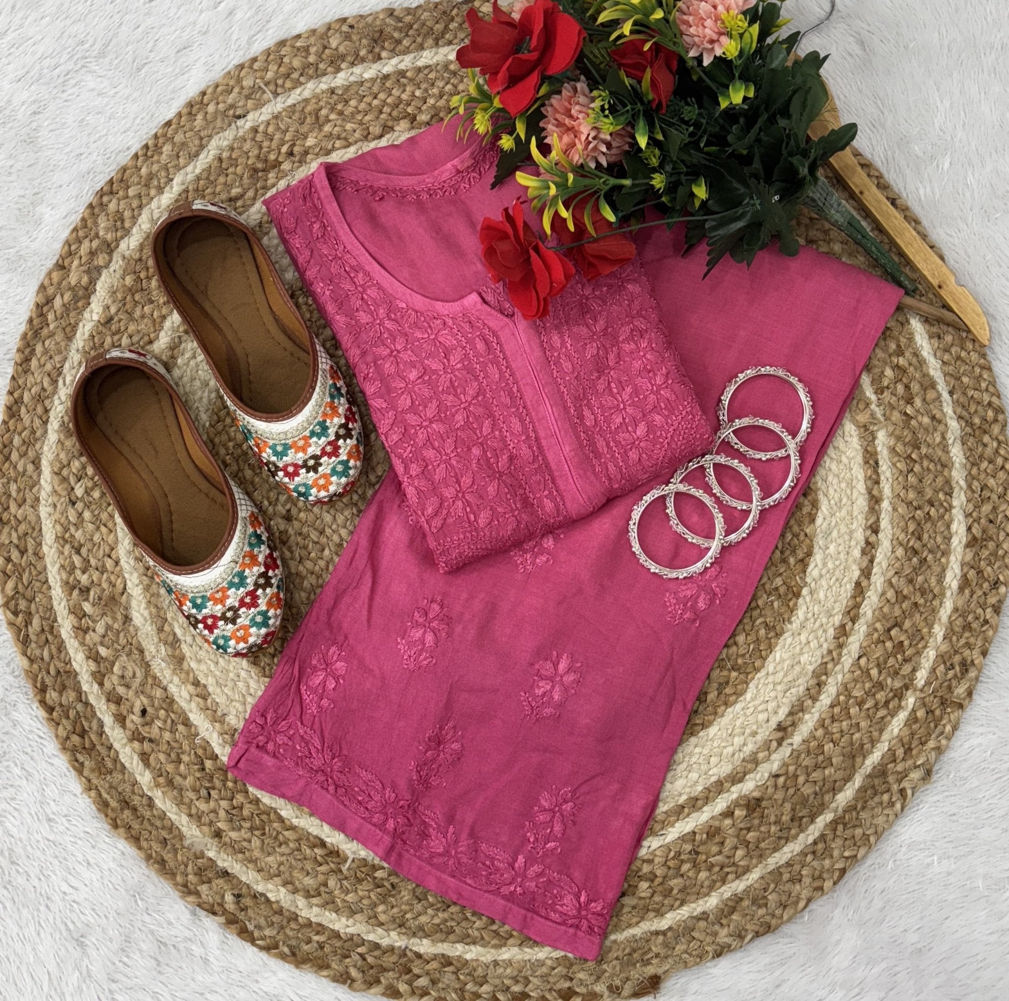 Handwork Single Shade Rayon Combo - Chikankari official