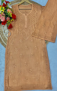Handwork Single Shades Rayon Kurta plazzo combo - Chikankari official