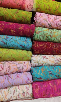 Handworked Chiffon Georgette Tepchi jaal thread Multicolor Saree With Blouse - Chikankari official