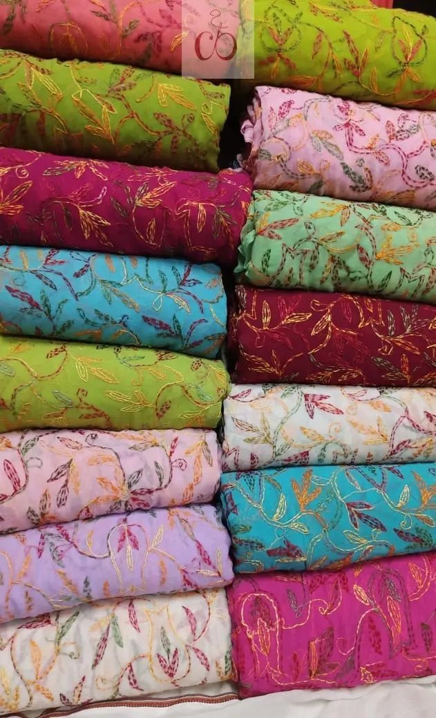 Handworked Chiffon Georgette Tepchi jaal thread Multicolor Saree With Blouse