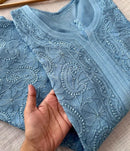 Hania Amir Resham Viscose Jall - Chikankari official