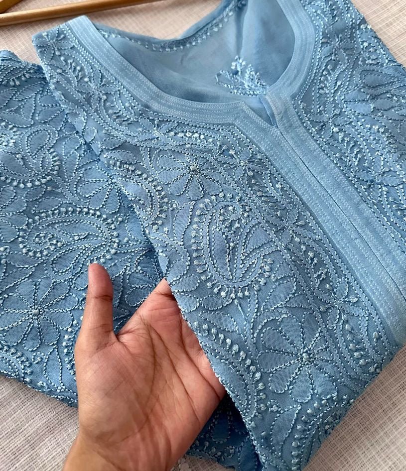 Hania Amir Resham Viscose Jall - Chikankari official
