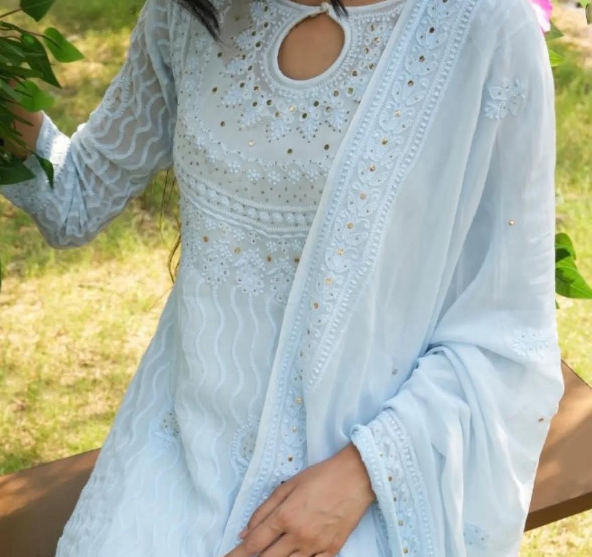 Hania Viscose Lining Kurta with Handworked Pant - Chikankari official