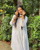 Harshita White Modal Cotton Chikankari 3pc Set - Chikankari official
